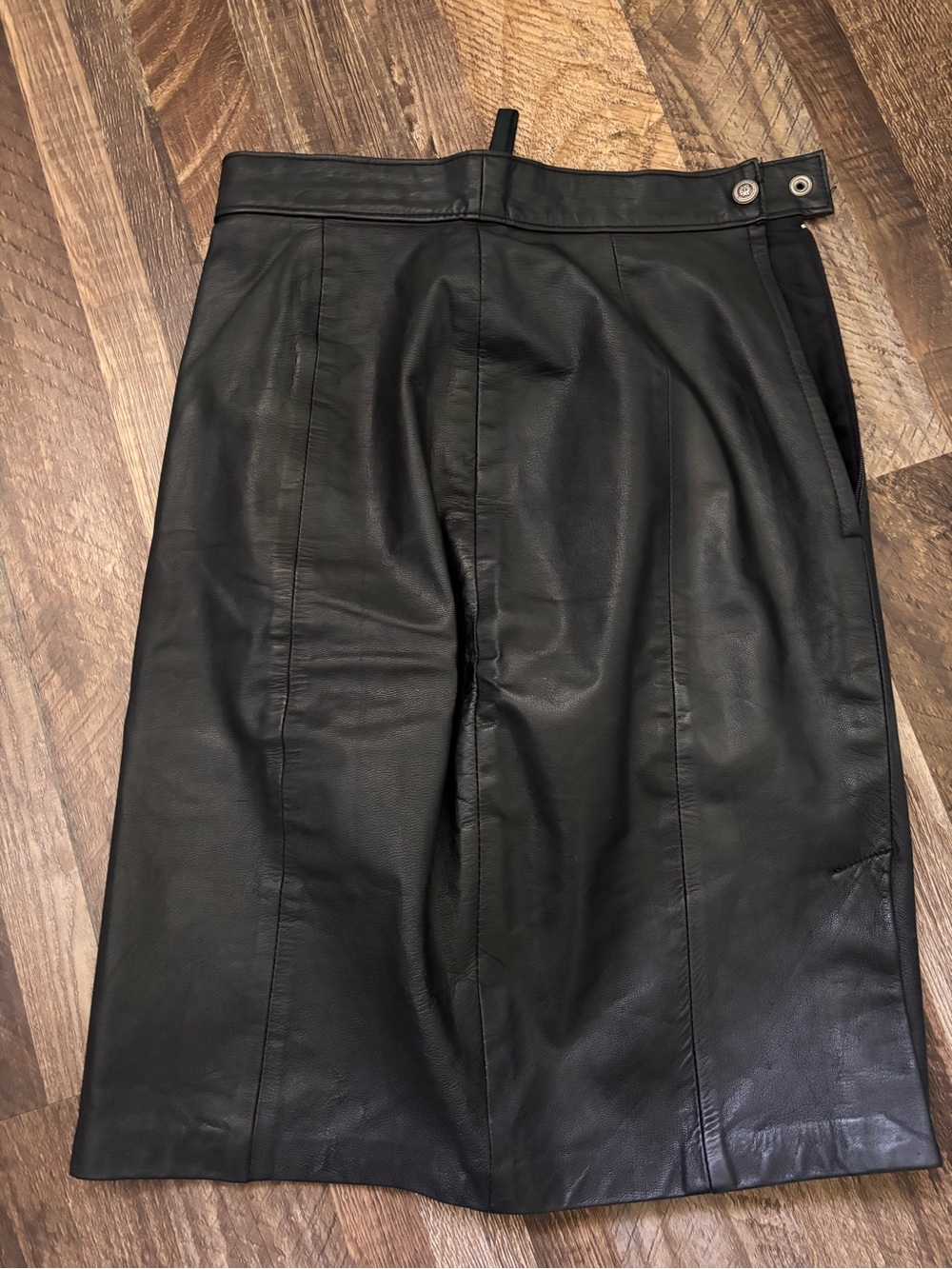 Vintage Express Black Leather Pencil Skirt (5/6)